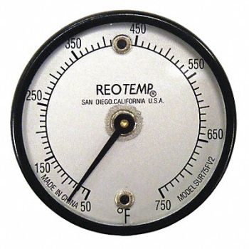 REOTEMP Bimetal Thermom 2 In Dial 50 to 750F, 3LPC2