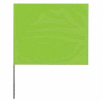 PRESCO PRODUCTS CO Marking Flag Lime Glo Blank PVC PK100, 3LUJ8
