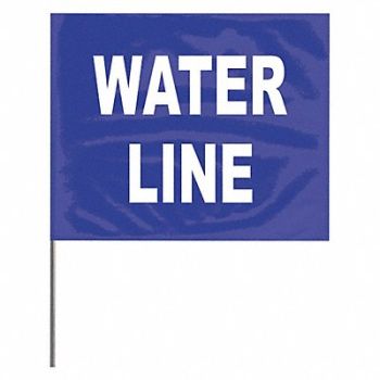 PRESCO PRODUCTS CO Marking Flag Blue Water Line PVC PK100, 3LUP6