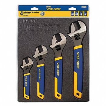IRWIN VISE-GRIP Adj. Wrench Sets Steel Chrome 6 to 12, 3LXP4