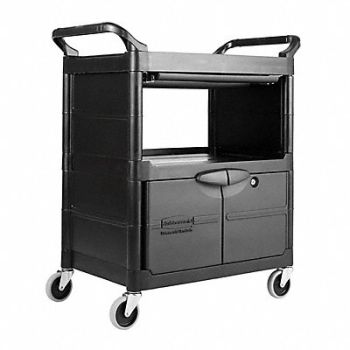 RUBBERMAID COMMERCIAL PRODUCTS Enclosed Cart HDPE Black 200 lb., 3NE61