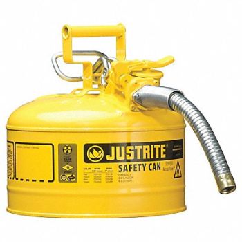 JUSTRITE Type II Safety Can 12 in H Yellow, 3NKJ3