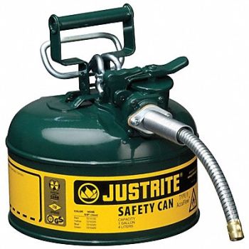 JUSTRITE Type II Safety Can Green 10-1/2 in H, 3NKK5