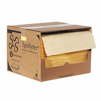 SPILFYTER Absorbent Pad Chem/Hazmat Yellow PK200, 3NMR9