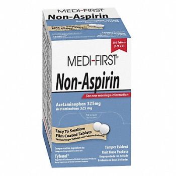 MEDI-FIRST Non-Aspirin Pain Relief Tablet PK250, 3NNV8