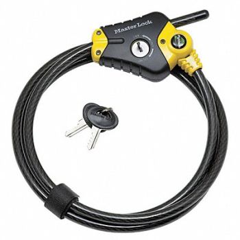 MASTER LOCK Cable Lock 72 in Braided Steel Black, 3NY54
