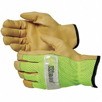 KINCO Leather Gloves Hi Vis Pigskin Lime L PR, 717K69
