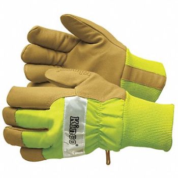 KINCO Leather Gloves Insulated Lime Green L PR, 717K41