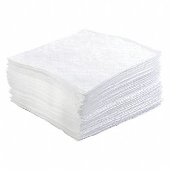 BRADY SPC ABSORBENTS Absorb Pad Oil-Based Liquids White PK50, 3RPU4