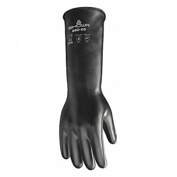 SHOWA K2601 Chemical Resistant Gloves 10 Black PR, 3RWD1
