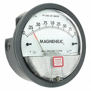 DWYER Pressure Gauge 0 to 2 In H2O, 3T317