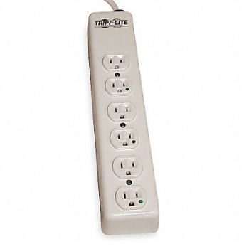TRIPP LITE Outlet Strip 6 Outlet 15A 13-3/4 L Wht, 3TA14