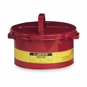 JUSTRITE Bench Can 3 gal Galvanized Steel Red, 3TCF8