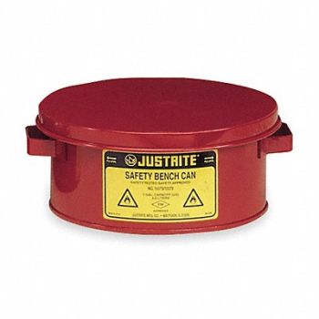 JUSTRITE Bench Can 1 gal Galvanized Steel Red, 3TCG2