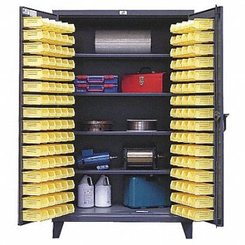 STRONG HOLD Bin Cabinet 78 x48 x24 Gray 144YlwBns, 3THT2
