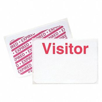 BRADY D0064 Visitor Badge 1 Day Red/White PK500, 3TLR3
