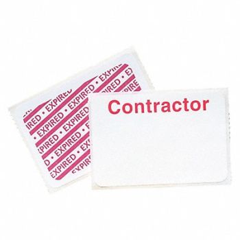 BRADY D0064 Contractor Badge 1 Day Red/White PK500, 3TLR4