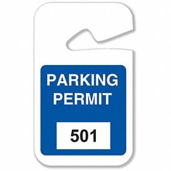 BRADY Parking Permits 501-600 Wht/Blu PK100, 3TME4