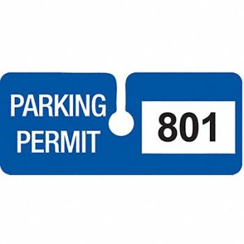 BRADY Parking Permits Rearview Wht/Blue PK100, 3TMG9
