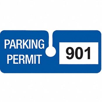 BRADY Parking Permits Rearview Wht/Blue PK100, 3TMH1