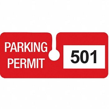 BRADY Parking Permits Rearview Wht/Red PK100, 3TMH7