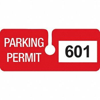 BRADY Parking Permits Rearview Wht/Red PK100, 3TMH8