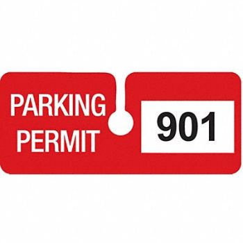 BRADY Parking Permits Rearview Wht/Red PK100, 3TMJ2