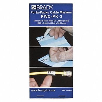 BRADY Wire Marker Book Write-On Self-Laminatng, 3TP15