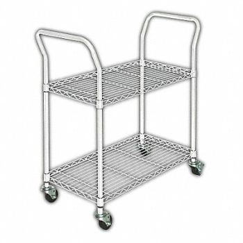 GRAINGER APPROVED Wire Cart 2 Shelf L53 x W24 x H39 In., 3TPE3