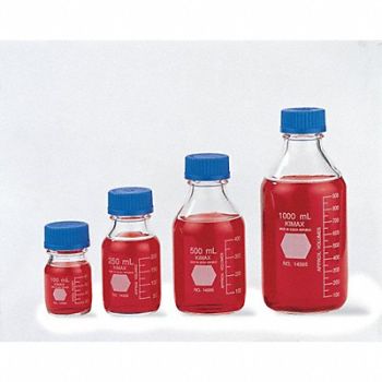 KIMBLE Bottle Media Stge w/ Cap Glass 2000 PK4, 3TRE8