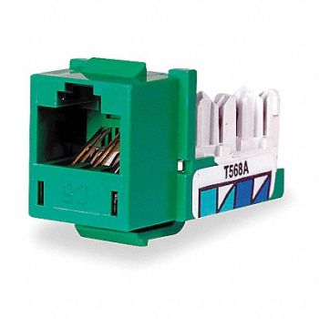 HUBBELL PREMISE WIRING Jack Green Cat6 Rj45, 3TY67