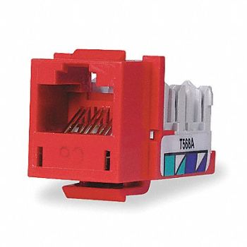 HUBBELL PREMISE WIRING Jack Red Cat6 Rj45, 3TY70