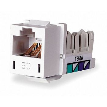 HUBBELL PREMISE WIRING Jack White Cat6 Rj45, 3TY72