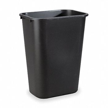 RUBBERMAID COMMERCIAL PRODUCTS Trash Can Rectangle 10-21/64 gal Black, 3U635