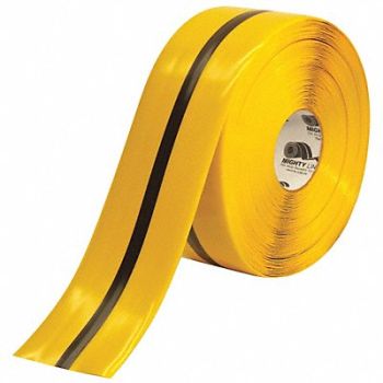 MIGHTY LINE Floor Tape Black/Yellow 4 inx100 ft Roll, 3UAR3