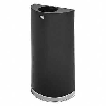 RUBBERMAID COMMERCIAL PRODUCTS Trash Can Half Round 12 gal Black, 3UKN3