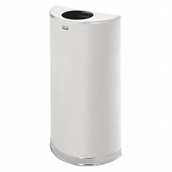 RUBBERMAID COMMERCIAL PRODUCTS Trash Can Half Round 12 gal Silver, 3UKN7