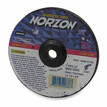 NORTON Depressed Ctr. Wheel T27 4-1/2in 7/8in, 3UX04