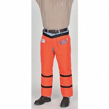 ELVEX E6869 Chain Saw Chaps Orange 33 in L, 3URY1
