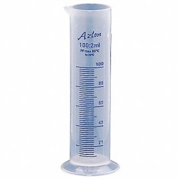 DYNALON Graduated Cylinder 100mL 2mL Grad PP PK5, 3UUR5