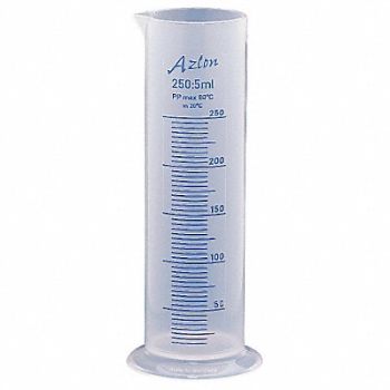 DYNALON Graduated Cylinder 250mL 5mL Grads PP, 3UUR8