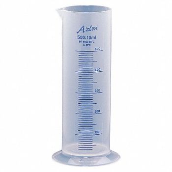 DYNALON Graduated Cylinder 500mL 10mL Grads PP, 3UUT2
