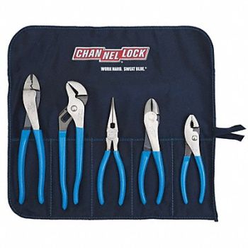 CHANNELLOCK Plier Set Dipped 5 Pcs, 3UWD3