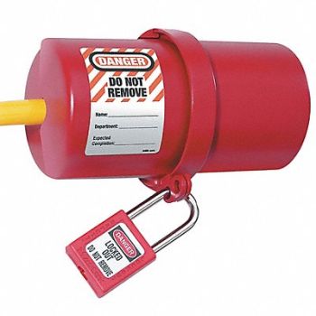 MASTER LOCK Plug Lockout Red 9/16In Shackle Dia., 3VAE4