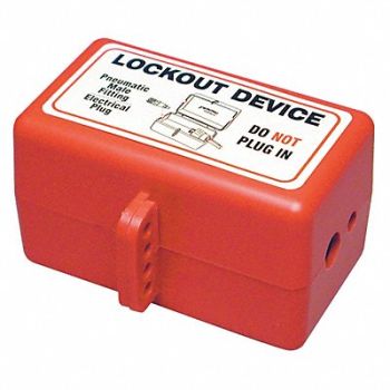 BRADY Plug Lockout Red 5/16In Shackle Dia., 3VAF2