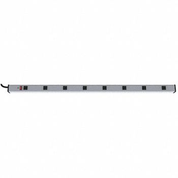 POWER FIRST Outlet Strip 8 Outlet 15A 48 L Gry, 3W211