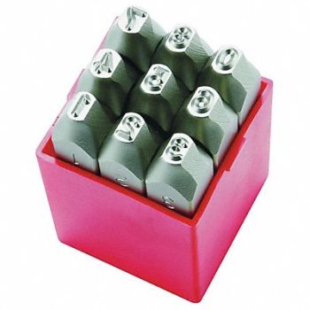 GRAINGER APPROVED Number Set 1/4 in H Steel, 3W639