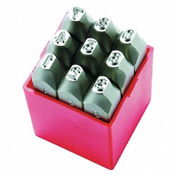 GRAINGER APPROVED Number Set 3/32 in H Steel, 1F106