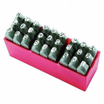 GRAINGER APPROVED Letter Set 3/8 in H Steel, 1F109