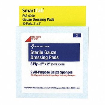 FIRST AID ONLY Gauze Dressing Pad No Gauze PK10, 3WHU1